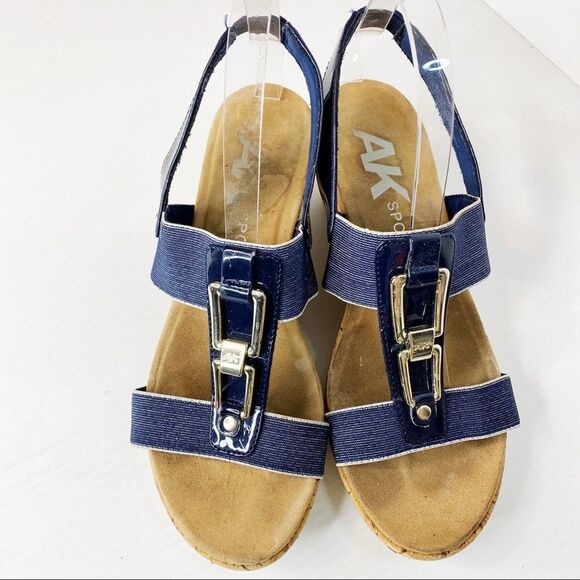 AK Sport but Anne Klein Sling Back Open Toe Wedges 9.5 - Picture 2 of 8